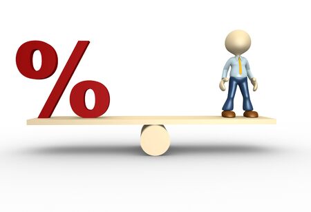 3d people - man, person with sign percent.The discount offerの写真素材