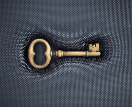 A golden old style key.  This is a 3d render illustration.の写真素材