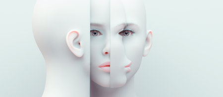 Abstract face profile of women . Diversity and supporting eachother concept . This is a 3d render illustration .の写真素材