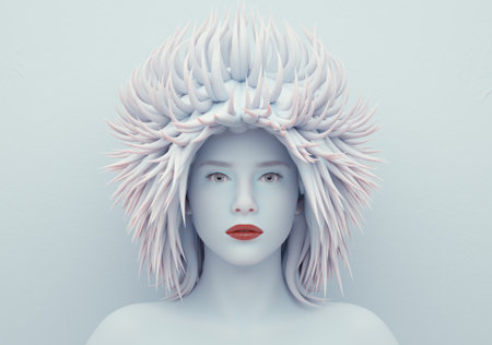 Abstract portrait of a woman on white background . Minimalism and fashion concept .の写真素材