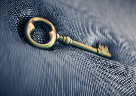 A golden old style key.  This is a 3d render illustration.の写真素材