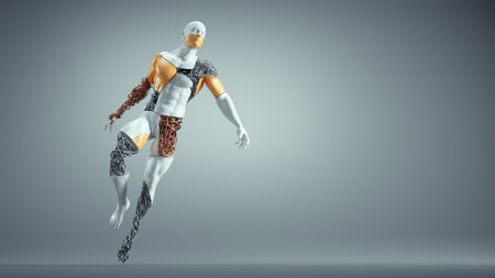 Man dancing and posing on white background. This is a 3d render illustrationの写真素材