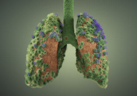 Lungs made of grass and plants. Healthy lifestyle and treatment concept. This is a 3d render illustration.の写真素材