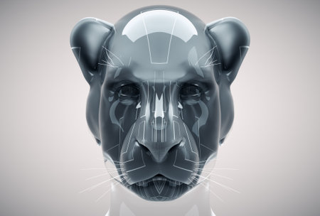 Abstract black panther portrait. Unique and powerful mind concept. This is a 3d render illustration.の写真素材