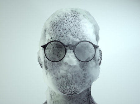 Abstract portrait of a man, made of clouds. Complexity and brainstorming concept. This is 3d render illustrationの写真素材