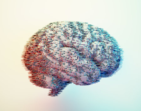 Abstract  brain network connections. Brainstorming and self development concept. Abstract artificial intelligence. This is a 3d render illustrationの写真素材