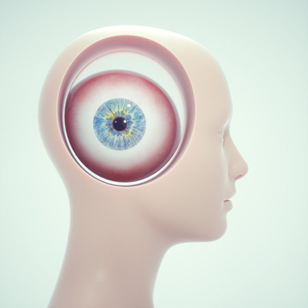 Human eye in the head. Vision concept. This is a 3d render illustrationの写真素材