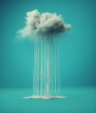 Cloud with flowing wires. Hidden connections and relationships concept. This is a 3d render illustrationの写真素材