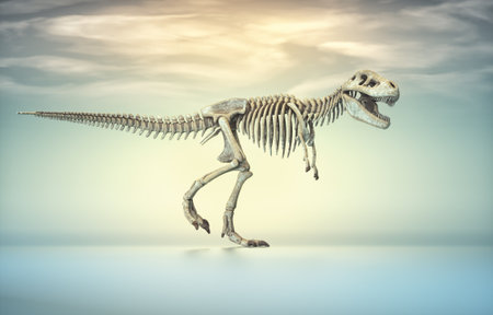 T rex skeleton. This is a 3d render illustrationの写真素材