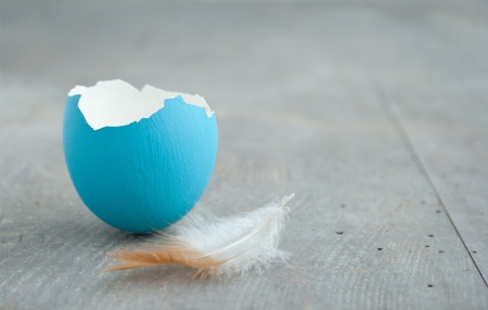 painted easter egg on wooden ground