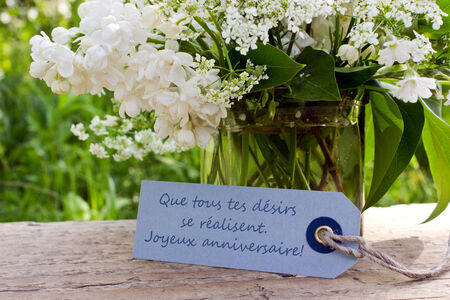 French birthday card with Lily of the valley and lilac