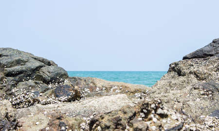 rocky shore by the seaの写真素材