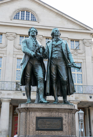 Monument to Goethe and Schiller before the national theater in Weimar Monument to Goethe and Schiller before the national theater in Weimar