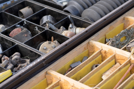 Crates with old sparepartsの写真素材