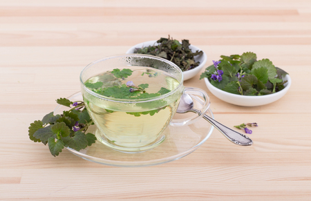 Cup with tea from ground ivyの写真素材