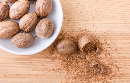 Whole and grated muscatの写真素材