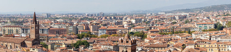 View of the rooftops of the old town of Verona in Italy