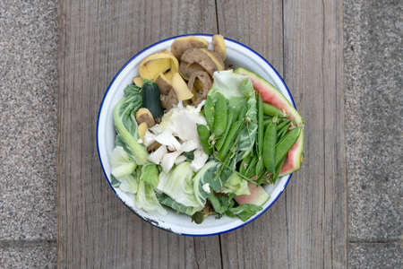 White bowl with organic waste