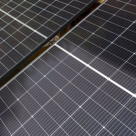 Detailed shot of a solar panelの写真素材