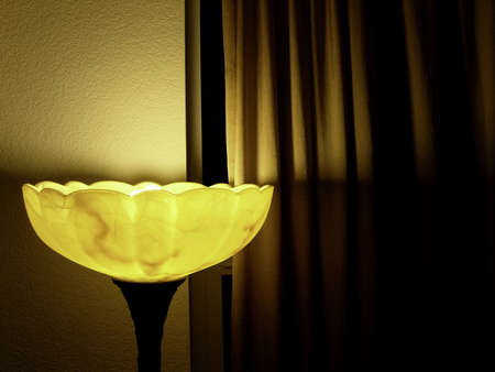 Lamp and curtian, evening mood conceptの写真素材