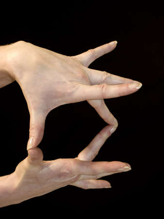 Hand gesture portraitの写真素材