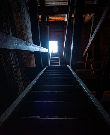 Staircase leading to the light at the end of the tunnelの写真素材