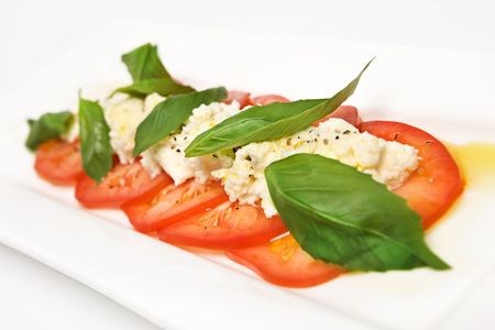 Tomatoe salad with buffalo cheeseの写真素材