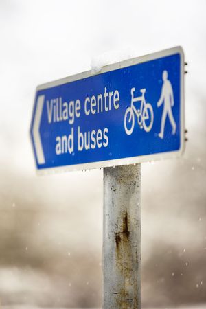 sign in Snow in Cottingham East Yorkshire February