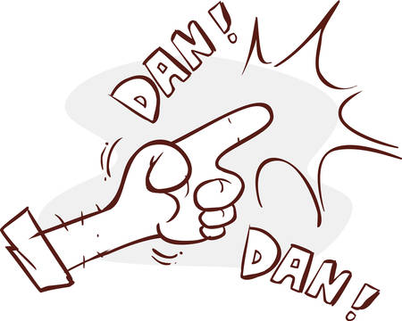 Human hand making a gun gesture. Conceptual stylish illustrationのイラスト素材