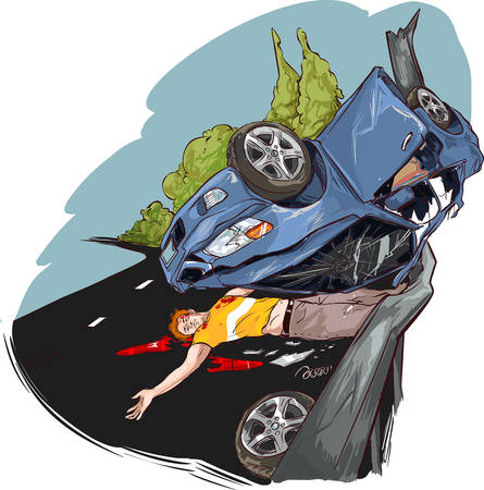 vector illustration of a road accidentのイラスト素材