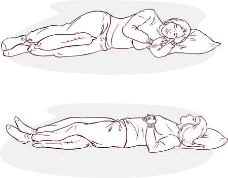 white background vector illustration of a sleeping positionsのイラスト素材