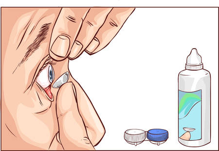 white background vector illustration of a contact lensesのイラスト素材