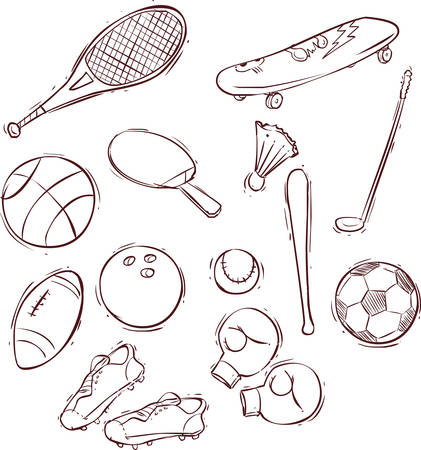 Vector illustration of a Sport balls and equipmentのイラスト素材