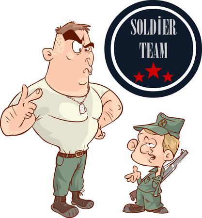 Two soldiers talking to each other vector illustrationのイラスト素材