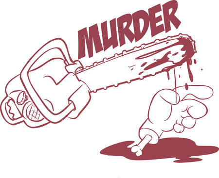 Chainsaw arm with blood splatters and cuteのイラスト素材