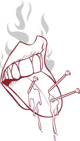 Pop Art Sexy Lips and tongue steeped nailsのイラスト素材