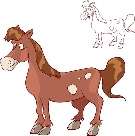 Illustration of cartoon vector illustration of happy farm horseのイラスト素材