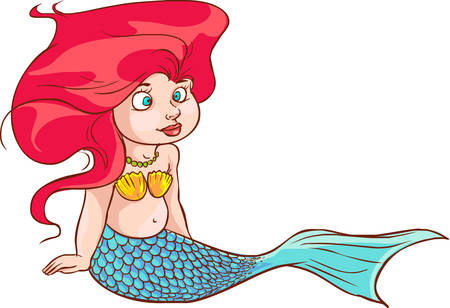Sea collection Mermaid. Cute swimming cartoon mermaid.のイラスト素材