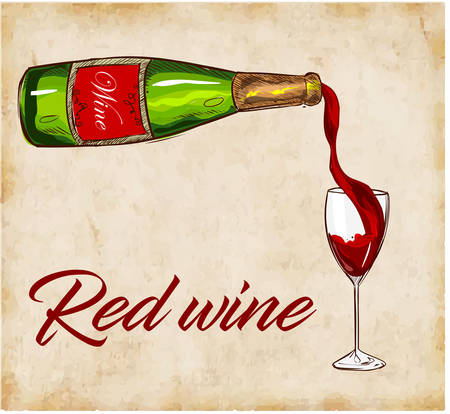 vector illustration of a Red Wine Pouringのイラスト素材