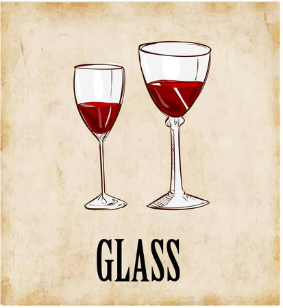 vector illustration of a Red wine in a glassのイラスト素材