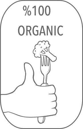 Organic food concept (logo) Black and Whiteのイラスト素材