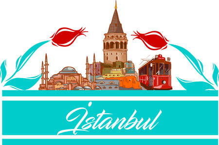 Istanbul  icon and shape vector illustrationのイラスト素材