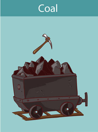 coal mine trolley, mining industry, coal miningのイラスト素材