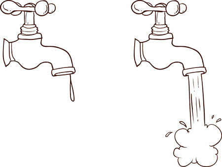 Freehand drawn cartoon running faucet.のイラスト素材