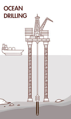  vector illustration of a Ocean Drillingのイラスト素材