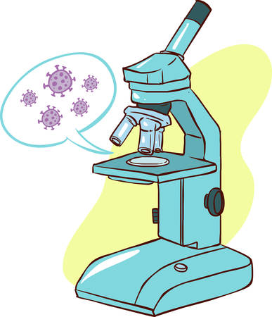 Microscope icon in flat style. Vector illustration of school microscope.のイラスト素材