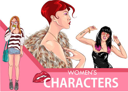 Beautiful Woman Characters Vectorのイラスト素材