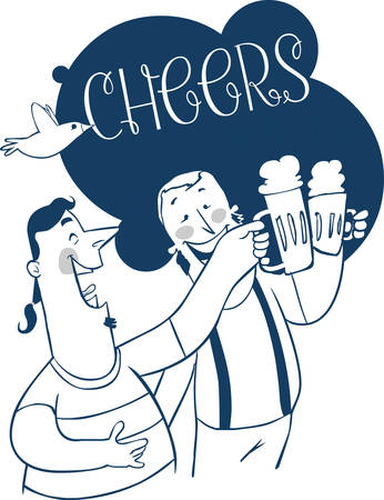 People drinking at the bar.  Cartoon vector  and black and white illustration for your designのイラスト素材