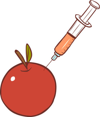 Premium Stock Photo of Red Apple and Syringes Isolated on Whiteのイラスト素材