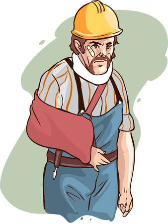 Injured builder with broken arm vector imageのイラスト素材